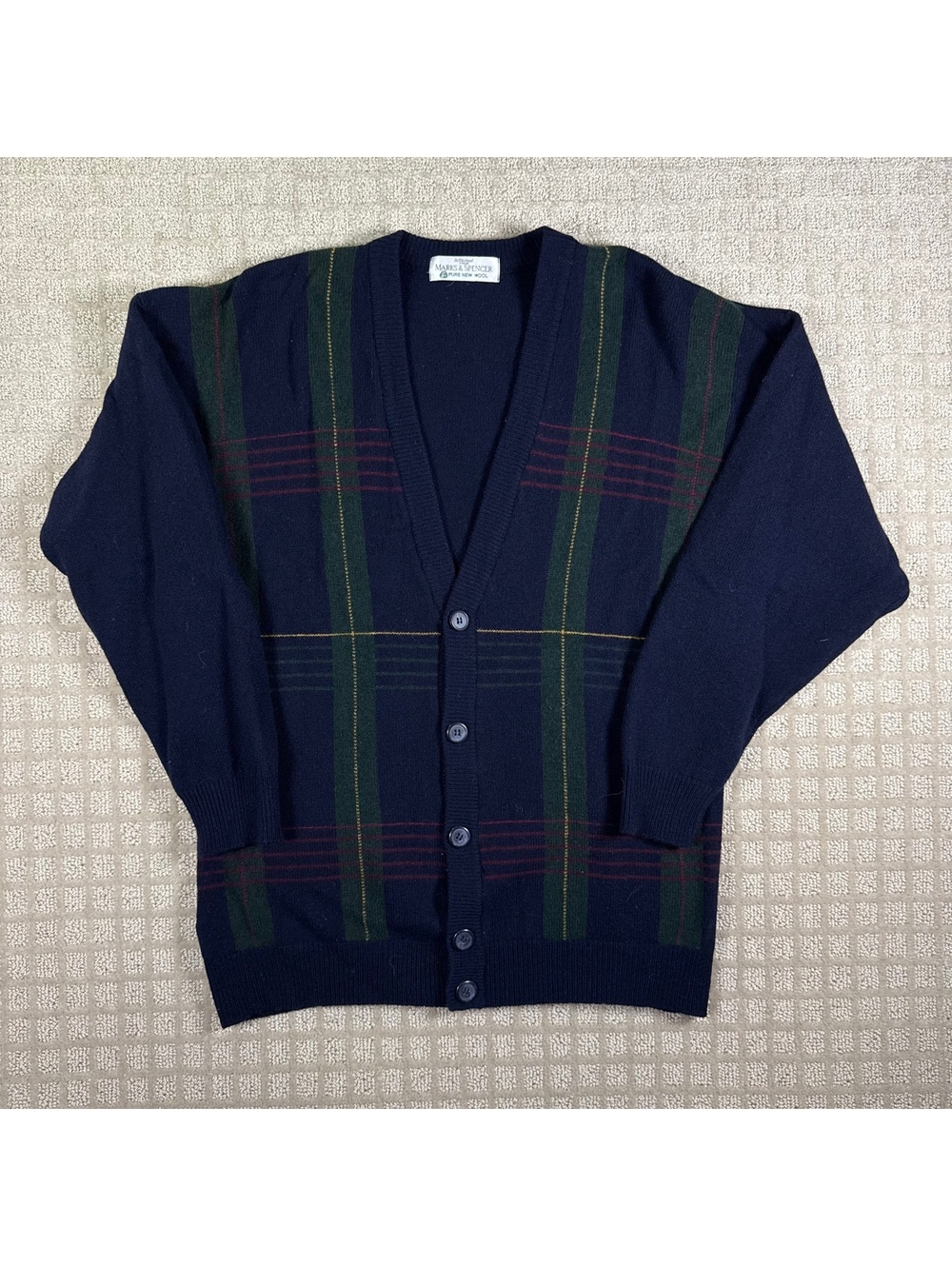 Marks & Spencer navy pure new wool cardigan med